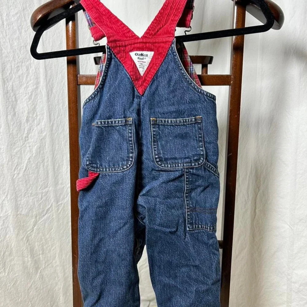 Blue‎ denim overalls with red accents Oshkosh 18months #kidcore